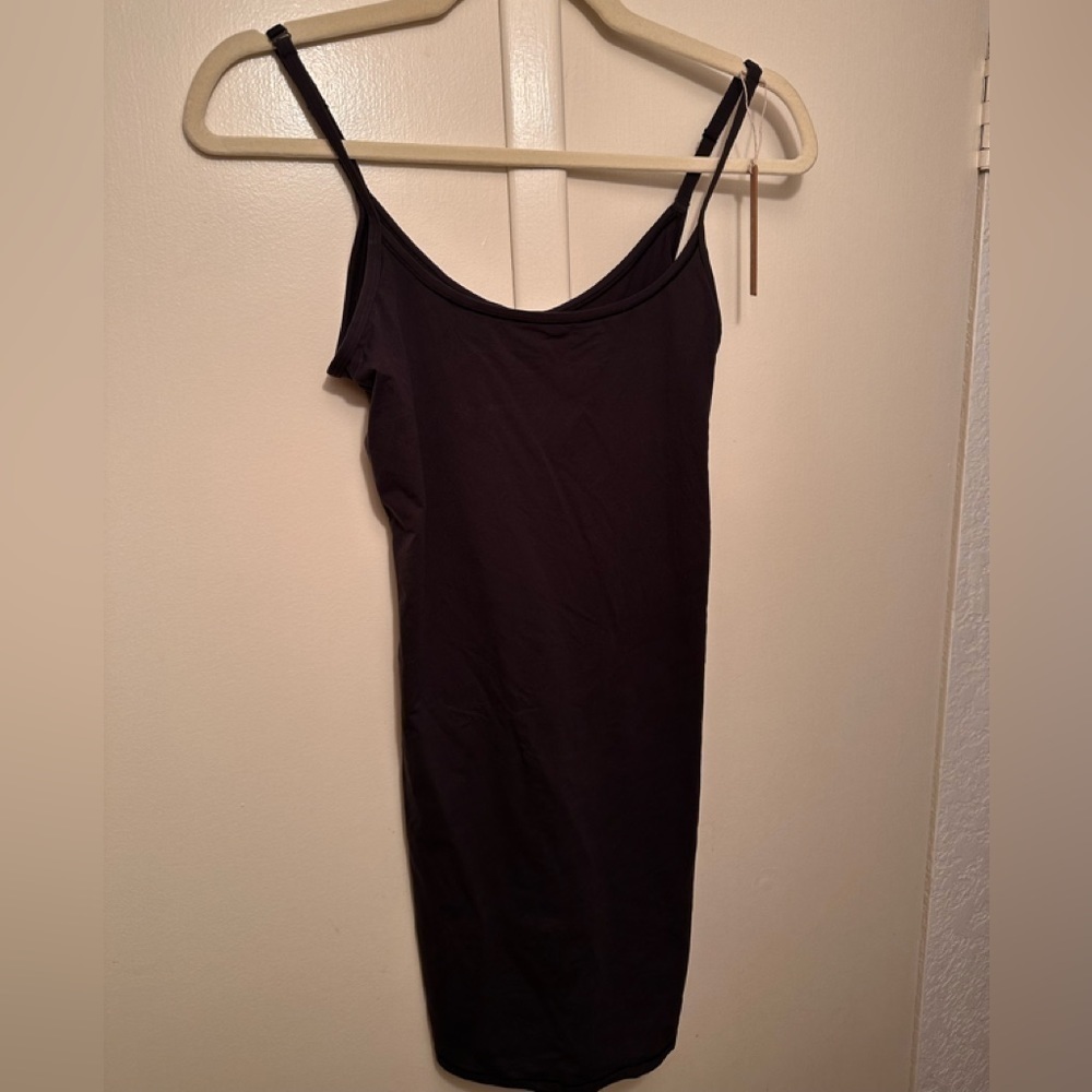 SKIMS Fits Everybody Black Midi Dress Bodycon Slip M NWT